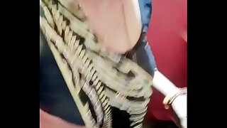 Hot Bhabhi Blouse Boobs in half blue saree on vigo app