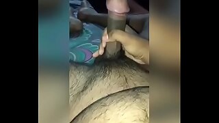 A virgin guy masterbating his big dick