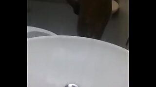 Wanking indian tool in washroom