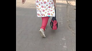 Big ass aunty walking on road