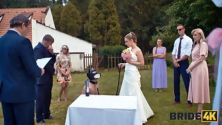 BRIDE4K. Blonde bride with natural tits enjoyed a good fuck on her kinky wedding